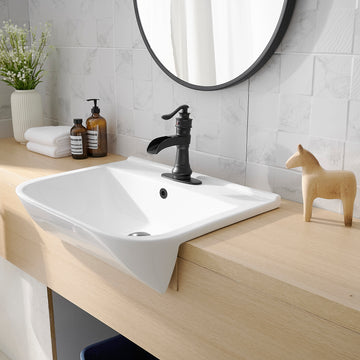 Waterfall Single Hole Single-Handle Low-Arc Bathroom Faucet with Pop-up Drain in Matte Black