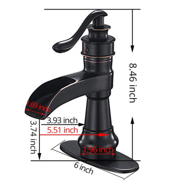 Single Handle Waterfall Bathroom Faucet 1-Hole Oil Rubbed Bronze