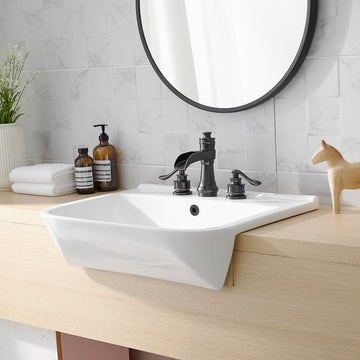 Waterfall 8-Inch Widespread 2-Handle Bathroom Faucet with Drain Kit in Oil Rubbed Bronze
