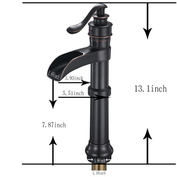 Waterfall Single Hole Single-Handle Vessel Bathroom Faucet with Drain Assembly in Oil Rubbed Bronze