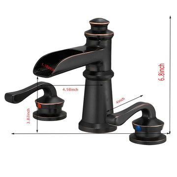 Classic Retro 8 Inch Widespread 2 Handle Bathroom Faucet with Drain Assembly in Oil Rubbed Bronze