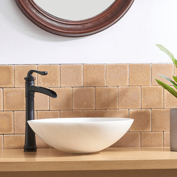 Waterfall Single Handle Single Hole Vessel Bathroom Faucet with Pop-up Drain in Matte Black