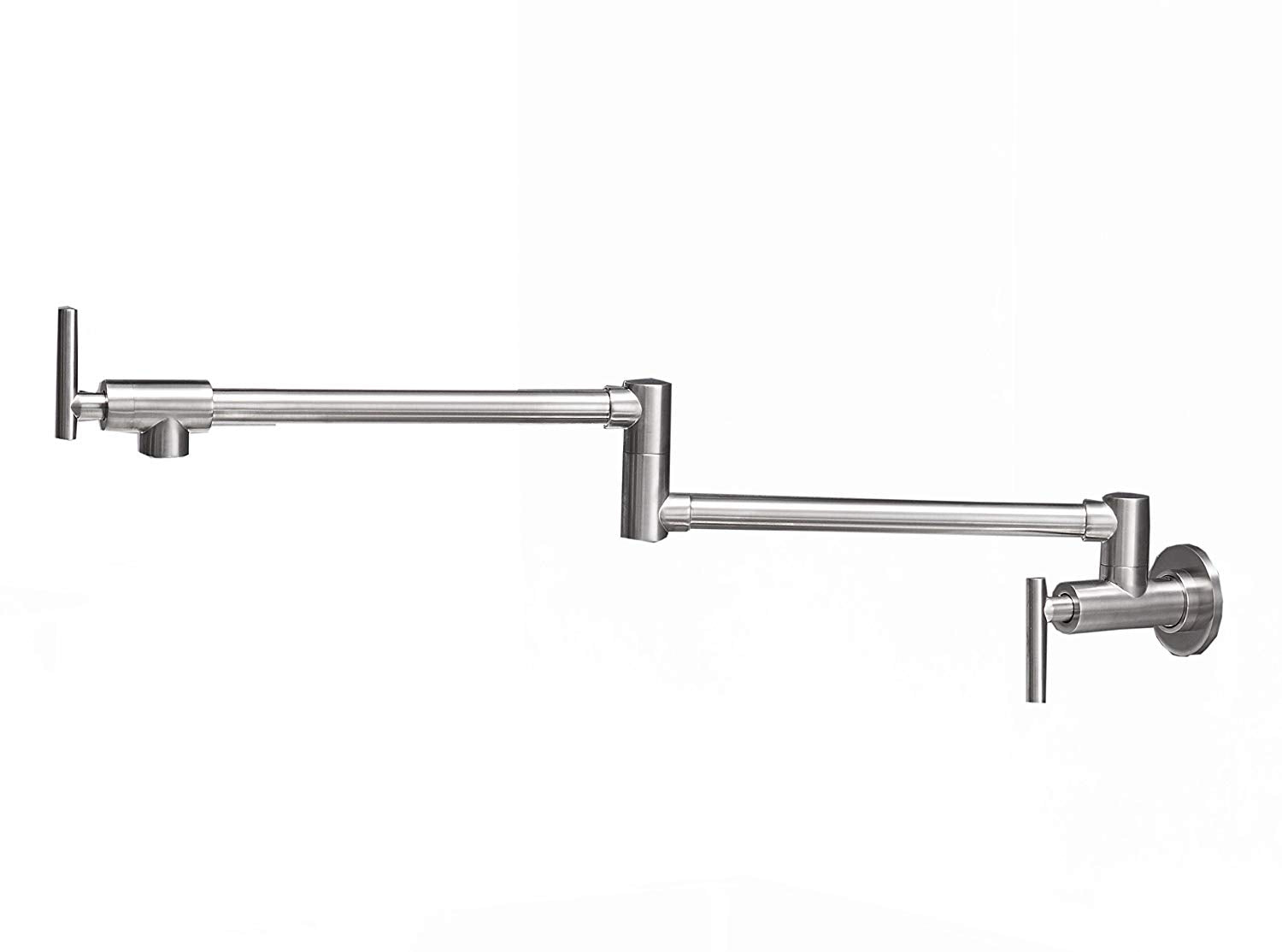 Brass Wall Mount Pot Filler Faucet in Brushed Nickel