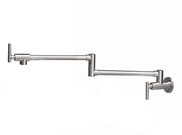 Brass Wall Mount Pot Filler Faucet in Brushed Nickel