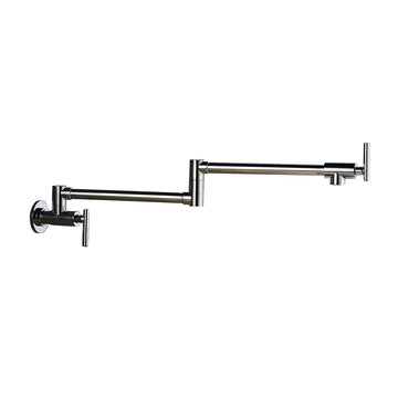 Brass Wall Mount Pot Filler with 2 Handle in Polished Chrome