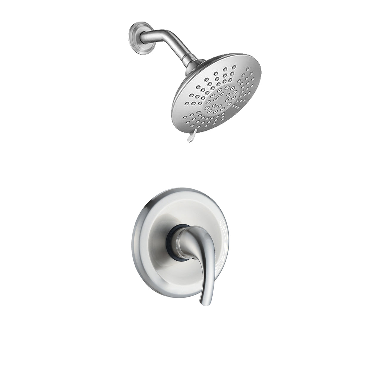 5 Spray Patterns 2.2 GPM 6 Inch Wall Mount Fixed Shower Head with Handle Trim and Valve in Brushed Nickel