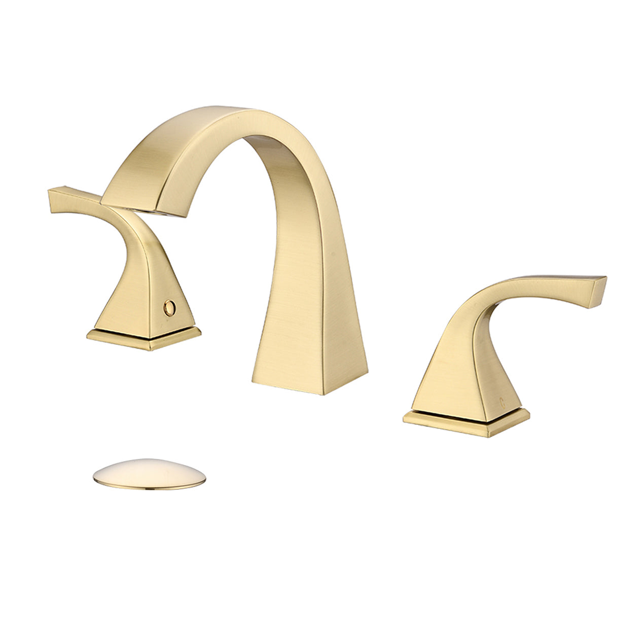 8 Inch Widespread Three Hole 2 Handle Bathroom Faucet with Pop Up Drain in Brushed Gold
