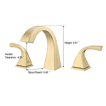 8 Inch Widespread Three Hole 2 Handle Bathroom Faucet with Pop Up Drain in Brushed Gold