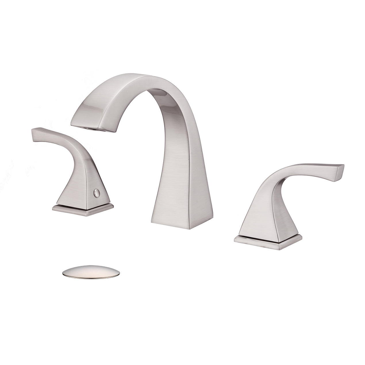 8 Inch Widespread Three Hole 2 Handle Bathroom Faucet with Pop Up Drain in Brushed Nickel