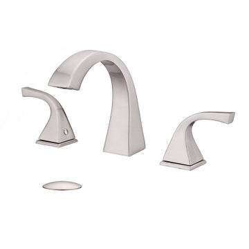 8 Inch Widespread Three Hole 2 Handle Bathroom Faucet with Pop Up Drain in Brushed Nickel