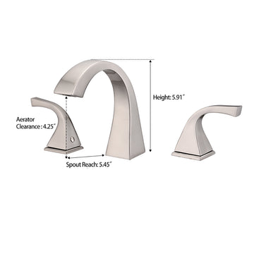 8 Inch Widespread Three Hole 2 Handle Bathroom Faucet with Pop Up Drain in Brushed Nickel