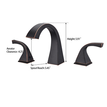 8 Inch Widespread Three Hole 2 Handle Bathroom Faucet with Pop Up Drain in Oil Rubbed Bronze