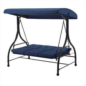 3-Person Metal Patio Swing Outdoor Porch Swing Chair for Adults for Garden Backyard Deck