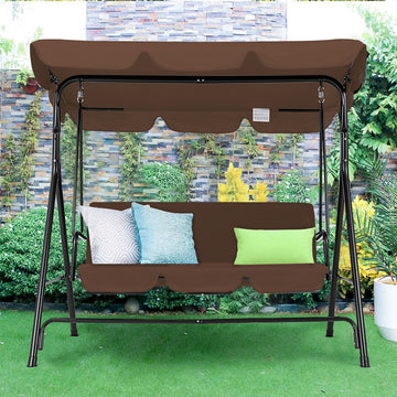 3-Person Metal Patio Swing with Removable Cushion Patio Swing Outdoor Porch Swing Chair for Adults for Garden Backyard Deck