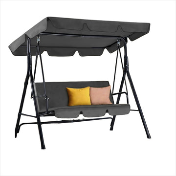 3-Person Metal Patio Swing with Removable Cushion Patio Swing Outdoor Porch Swing Chair for Adults for Garden Backyard Deck