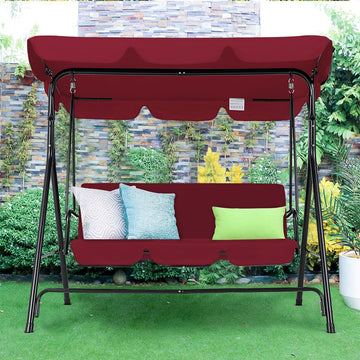 3-Person Metal Patio Swing with Removable Cushion Patio Swing Outdoor Porch Swing Chair for Adults for Garden Backyard Deck