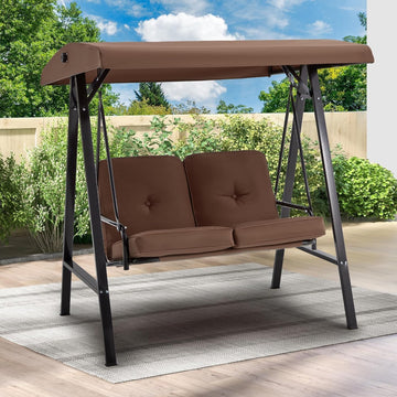 2-Person Metal Patio Swing with Removable Cushion Patio Swing Outdoor Porch Swing Chair for Adults for Garden Backyard Deck