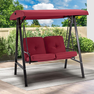 2-Person Metal Patio Swing with Removable Cushion Patio Swing Outdoor Porch Swing Chair for Adults for Garden Backyard Deck