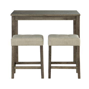 Brown 3-Piece 36 in. H Bar Table Set with Engineered Wood Top Dining Table and 2-Stools