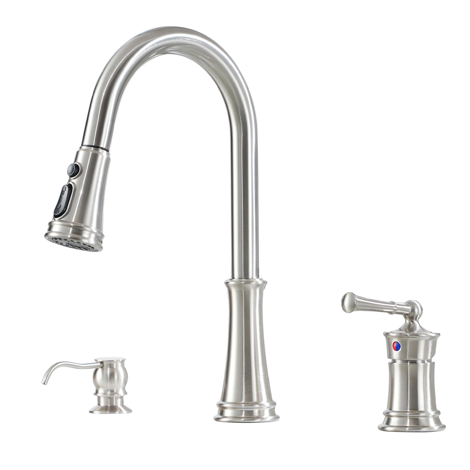 Boyel Living 1.8 GPM Pull Down Kitchen Faucet with Soap Dispenser in Brushed Nickel