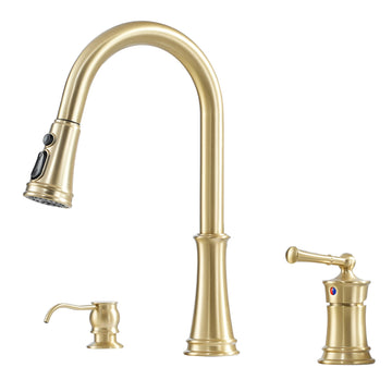 Boyel Living 1.8 GPM Pull Down Kitchen Faucet with Soap Dispenser in Brushed Nickel
