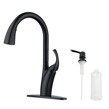 3-Spray Patterns 1.8 GPM Touchless Single Handle Pull Down Sprayer Kitchen Faucet with Soap Dispenser in Brushed Nickel