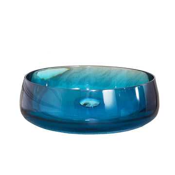 17.7 Inch Round Lake Blue Resin Bathroom Vanity Sink Countertop Sink