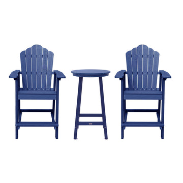Tall Adirondack Chair with Bar Table Patio Chairs Outdoor Adirondack Barstool Outdoor Furniture Set Balcony Chairs for Lawn Backyard Garden, Blue