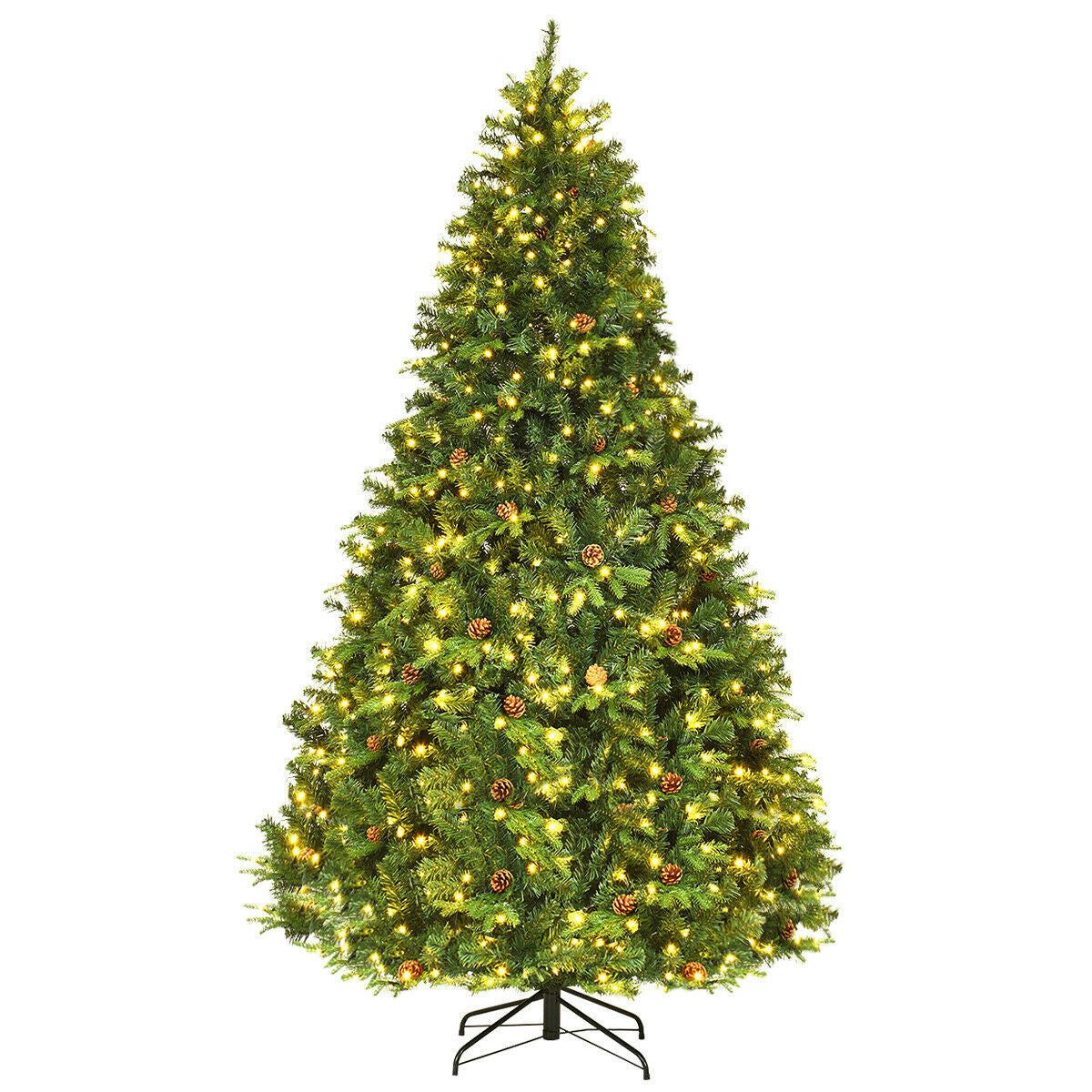 8 ft Green Pre-Lit Artificial Christmas Tree with Realistic Look and Easy Setup