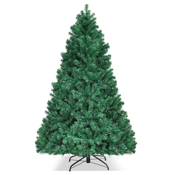 7 ft Pre-lit Artificial Natural Green Christmas Tree with LED Lights