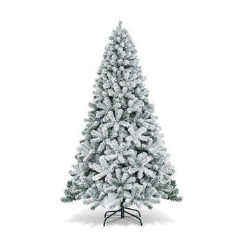 7.5 ft Easy Setup Snow Flocked Christmas Tree with Sturdy Metal Stand