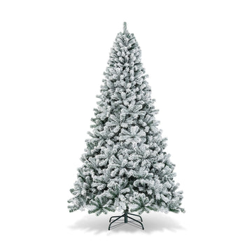 9 ft Easy Setup Snow Flocked Christmas Tree with Sturdy Metal Stand