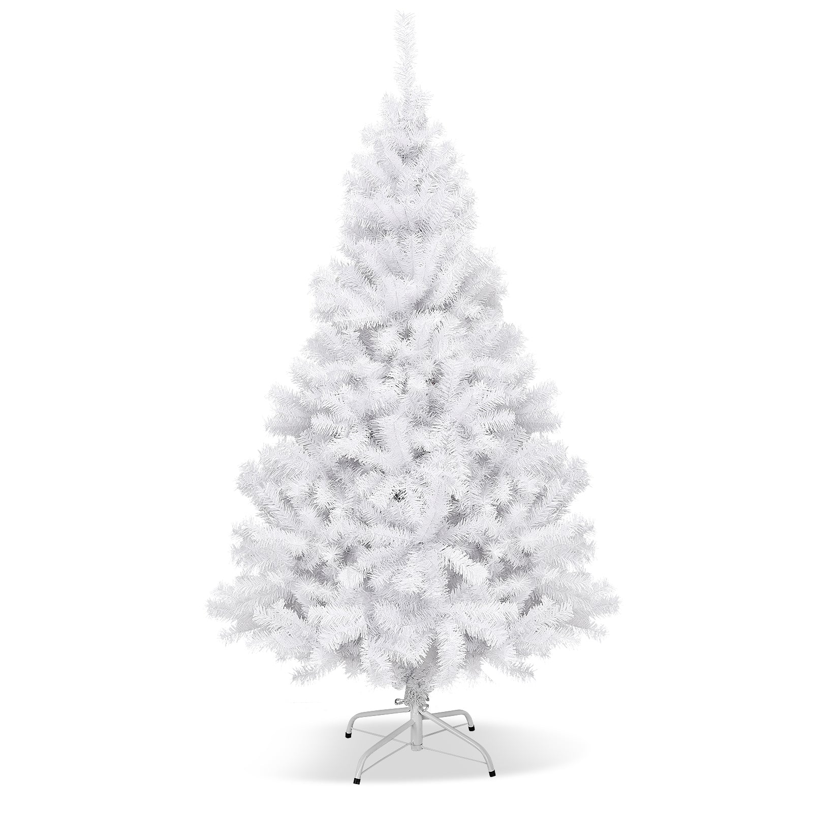 6 ft White Christmas Tree with Metal Stand and Realistic PVC Needles