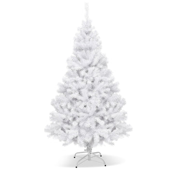 6 ft White Christmas Tree with Metal Stand and Realistic PVC Needles