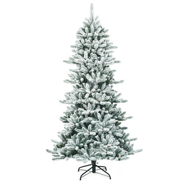 7 ft Green Snow Flocked Slim Artificial Christmas Fir Tree