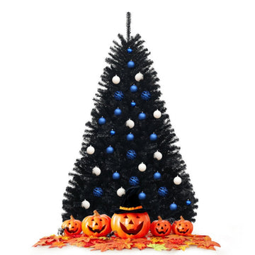 6 ft Black Hinged Halloween Christmas Tree for Indoor and Outdoor Decor