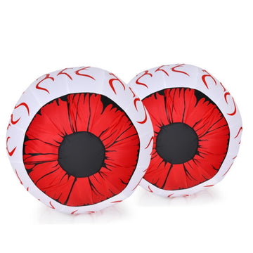 2 Pack 3 Feet Spooky LED Halloween Outdoor Inflatable Eyeballs with Air Blowe