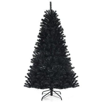 6ft Spooky Black Halloween Tree with Purple LED Lights