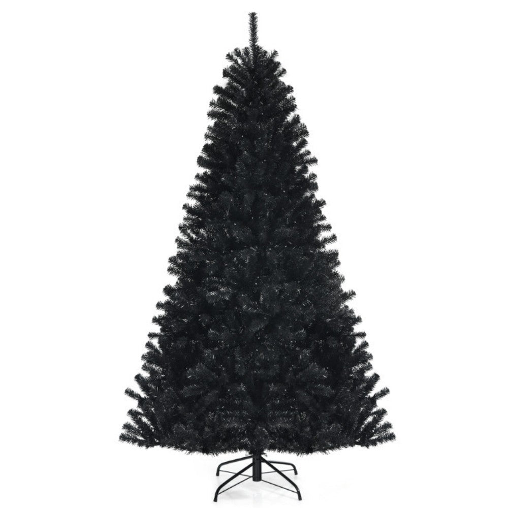 7ft Spooky Black Halloween Tree with Purple LED Lights