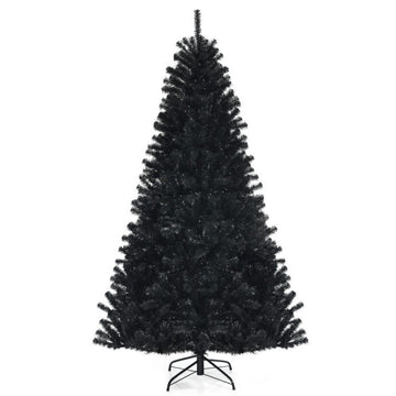 7ft Spooky Black Halloween Tree with Purple LED Lights