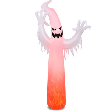 12FT Halloween Inflatable Ghost with Multi-Color Flame Light