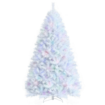 7 ft White Easy Assemble Glittering Christmas Tree with Metal Stand and Iridescent Branch Tips