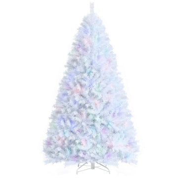8 ft White Easy Assemble Glittering Christmas Tree with Metal Stand and Iridescent Branch Tips