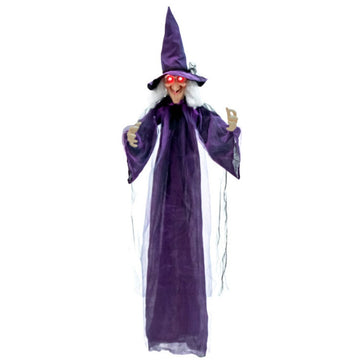 6ft Halloween Decoration Spooky Sound-Activated Hanging Witch with Voice & Motion Sensor