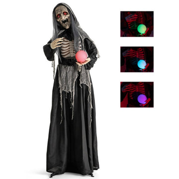 6ft Animated Standing Witch with Glowing Eyes and Magic Ball