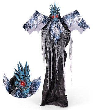 6ft Halloween Spooky Animated Decoration with Light Up Eyes Posable Wings and Arms