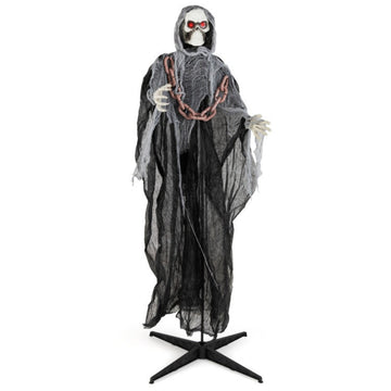 6.4ft Spooky Halloween Decoration Light-Up Grim Reaper with Sound and Motion