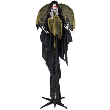8ft Halloween Witch with Flashing Eyes and Moving Wings for Indoor and Outdoor Decor