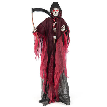 8ft Sound-Activated Grim Reaper with Glowing Eyes and Scary Sounds for Halloween