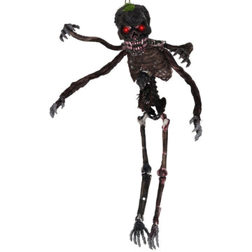 Spooky 6ft Sound Activated Skeleton with Red Eyes and Moving Arms for Halloween
